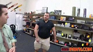 Hot gay sex in pawnshop porn video